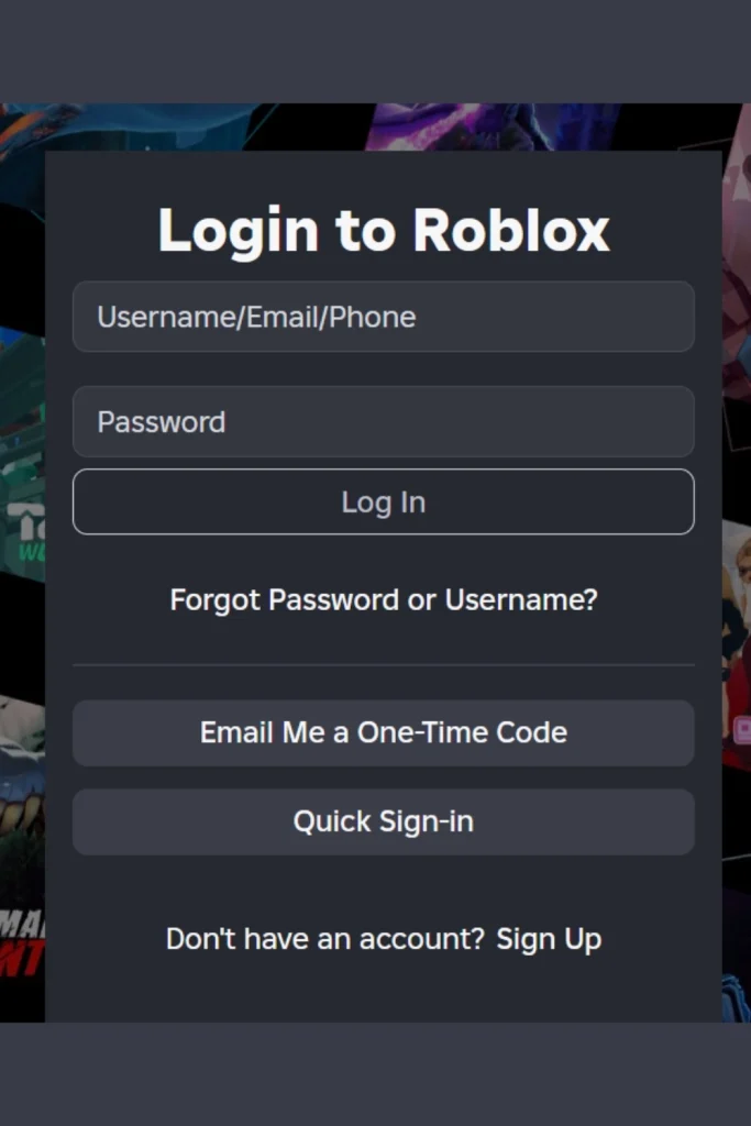 login roblox account